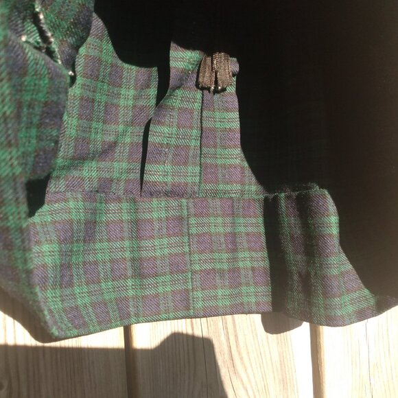 Vintage Baby Dress Dark Blue Green Plaid Toddler Christmas Old Fashioned - Picture 10 of 16